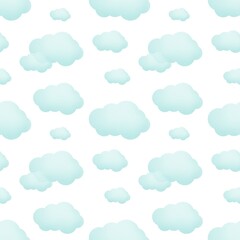 Repeating raster pattern with blue cartoon clouds