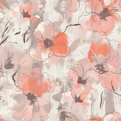 Elegant Hibiscus Flower Pattern with Geometric Background