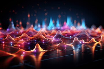 Abstract colorful data visualization background with electronic waves