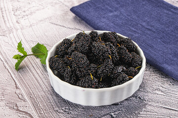 Juicy sweet mulberry in the bowl