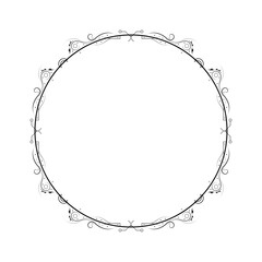 Abstract Black Simple Line Round Circle With Leaf Leaves Frame Flowers Doodle Outline Element Vector Design Style Sketch Isolated Illustration For Wedding And Banner