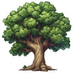 Lush Green Fantasy Tree Illustration