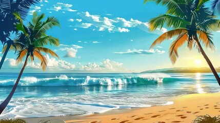 Fototapeta premium Tropical Beach Paradise at Sunset