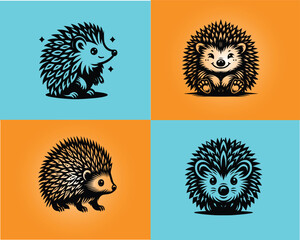 WebHedgehog silhouette set - isolated vector images of wild animals