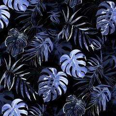 Scattered Tropical Leaf and Abstract Shapes Design in Bright Colors