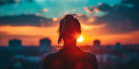 Woman seeking support and counseling from a mental health hotline at sunset. Concept Mental Health Support, Sunset Therapy, Crisis Intervention, Emotional Guidance, Counselling Services