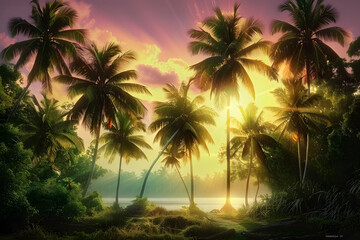 Fototapeta premium Coconut trees landscape outdoors nature.
