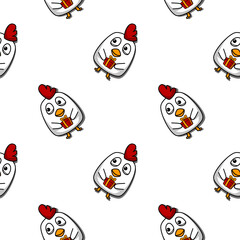 chicken cartoon so cute send gift box red for kids. Pattern seamless vector and illustration.