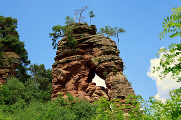 Felsformation Schillerfelsen im Pfälzerwald bei Dahn im Landkreis Südwestpfalz im deutschen...