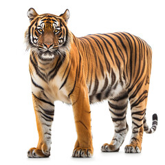 Obraz premium Majestic Adult Bengal Tiger Isolated on White Background