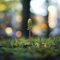 Close up of a small plant sprouting, representing growth and new beginnings