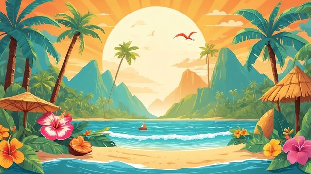 tropical luau flat banner theme