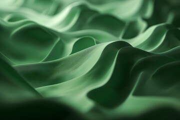 Obraz premium Abstract green undulating waves creating a serene and flowing landscape