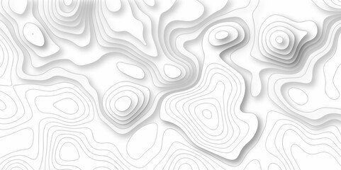 Vector white wave line geography landscape Topo contour map on white background. Geographic mountain relief diagram line wave carve pattern. Topographic world map contour lines map.