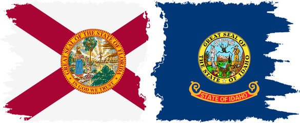Fototapeta premium Idaho and Florida states grunge brush flags connection vector