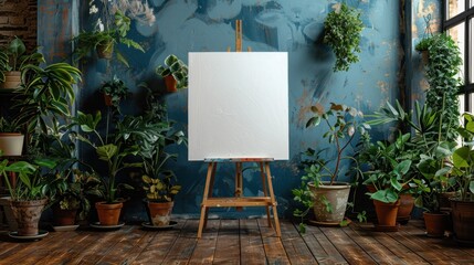 Blank Canvas in a Green Studio