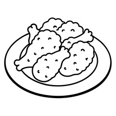 Fototapeta premium fried chicken outline coloring book page line art illustration digital drawing