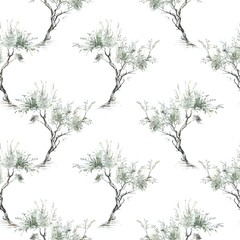 Fototapeta premium Watercolor Willow Tree Illustration for Apparel