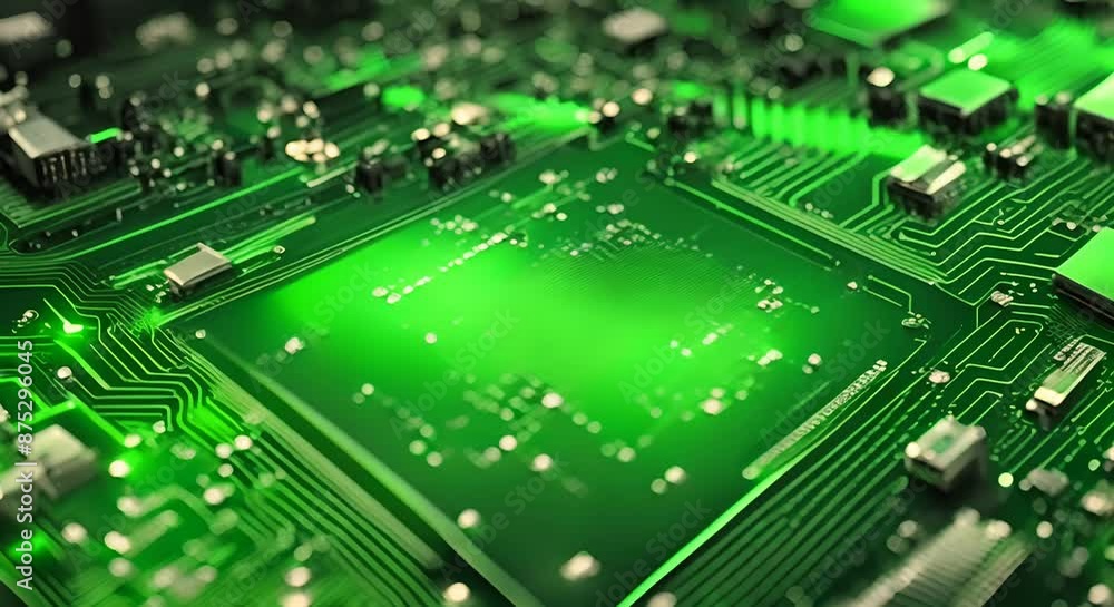 Poster green circuit board computer technologies background 4k animation
