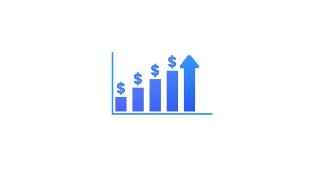 Business growth graph with dollar icon, progress, Sales Chart, decrease , economics.