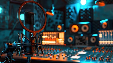 Fototapeta premium Professional Recording Studio with Microphone