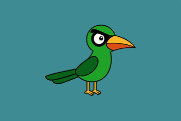 common green magpie bird angry icon vector illustration 