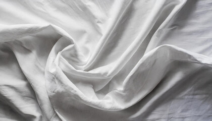 Obraz premium Elegant, Wrinkled White Linen Fabric Close-Up - Soft and Smooth Texture Background, Perfect for Bedding, Textile, or Interior Design Concepts