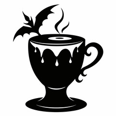 gothic coffee halloween black vector silhouette