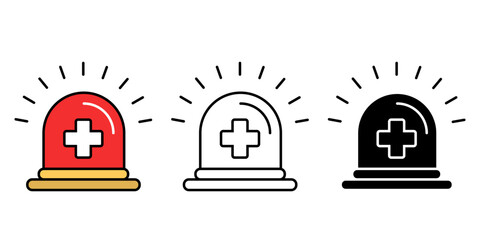 Siren icons set, Emergency alert symbols isolated background, silhouette icon, vector illustration.