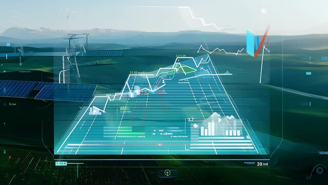 Sustainability and Green AI with data analytics displayed on a central dashboard - Powered by Adobe