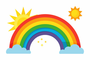rainbow and sun vector illustration