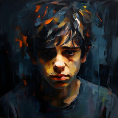 abstract art of a young boy who is suffering from anxiety_Mental State
Generative AI