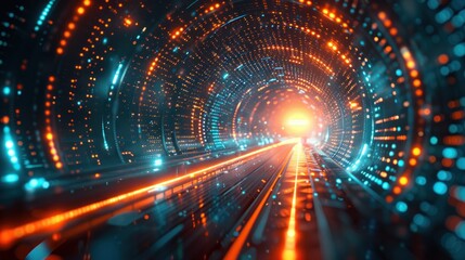 Obraz premium Futuristic Tunnel with Glowing Lights