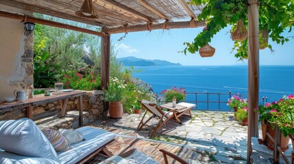 Fototapeta premium Charming Beachside House with Ocean Views