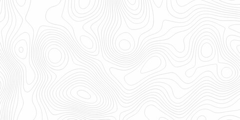 Vector white wave line geography landscape Topo contour map on white background. Geographic mountain relief diagram line wave carve pattern. Topographic world map contour lines map texture background.