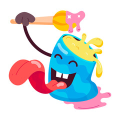 A comic style mascot of paint bucket with funny expression 

