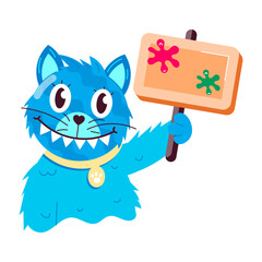 A comic style mascot of cute cat holding placard 

A comic style mascot of cute cat holding placard 

