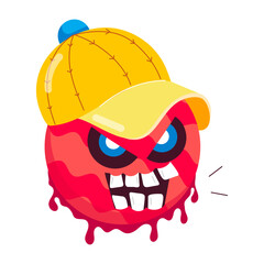 A comic style sticker of emoji with spooky laugh 

