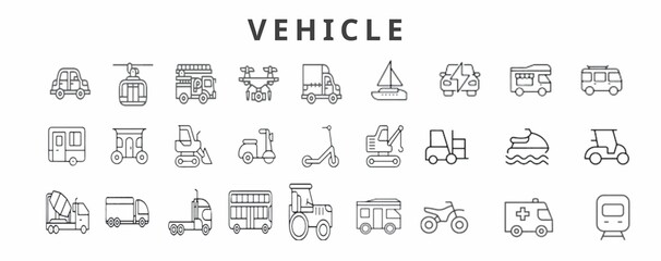 Vehicle Line Editable Icons set.