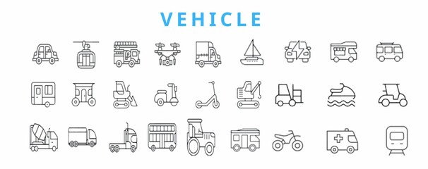 Vehicle Line Editable Icons set.