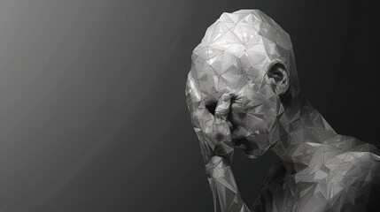 Brain diseases problem cause chronic severe headache migraine. Male adult look tired and stressed