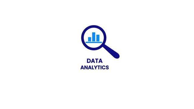 Data analytics logo icon, data analytics under magnifier flat, analysis icon.