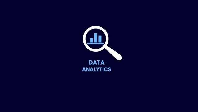 Data analytics logo icon, data analytics under magnifier flat, analysis icon.