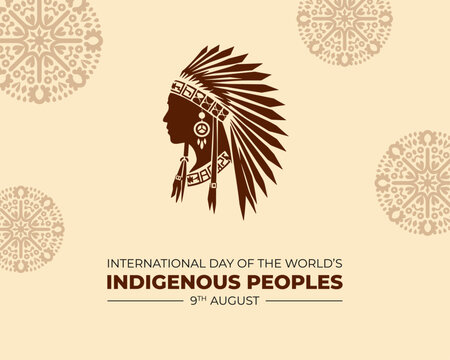 International Day of the World's Indigenous Peoples. 9 August. Holiday concept . Template for background with banner, poster and card. Vector illustration. Flat Design.