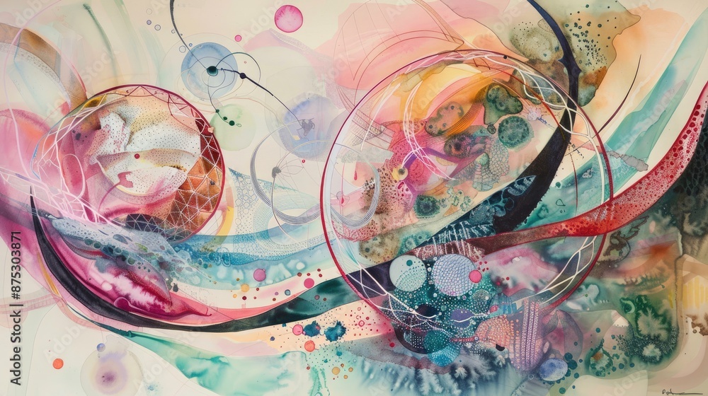 Aufkleber abstract artistic painting with vibrant colors and fluid shapes, creating a dynamic and expressive c