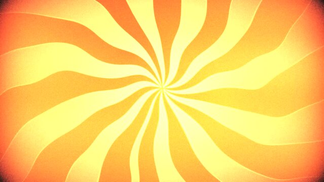 Trendy retro summer sunburst cartoon style animation. Vintage psychedelic trippy background with warping sun beams and added noise and grain. Full HD and looping.