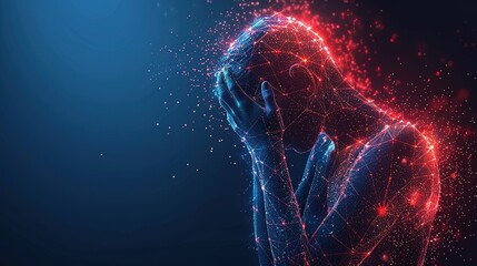 Brain diseases problem cause chronic severe headache migraine. Male adult look tired and stressed