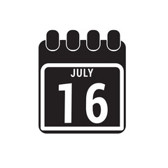 Calendar displaying day 16 ( sixteenth ) of the July - Day 16 of the month. illustration