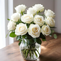 bouquet of roses in a vase
white roses
Generative AI