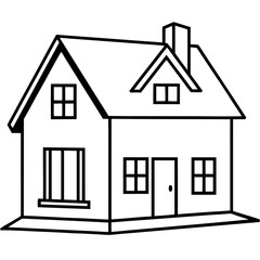Fototapeta premium house outline coloring book page line art illustration digital drawing